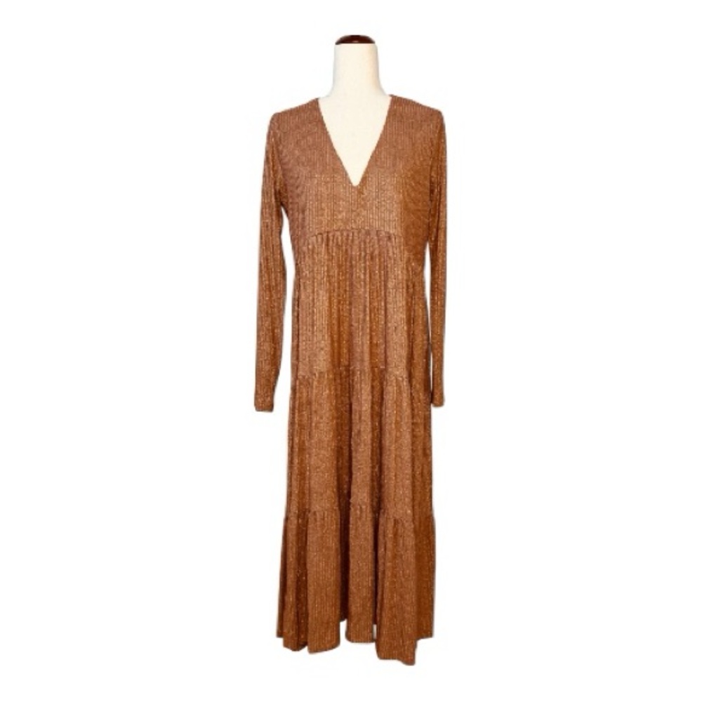 Hatch Maternity Cinnamon Maxi Long Sleeved V Neckline Dress